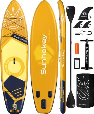11'34'' Extra Wide Inflatable Paddle Board with Seam Welded Technology, Stand Up Paddle Board, 420lb Capacity for Adults, Sup Board for All-Level with 2-Blade Paddle/Dual-Action Pump/Leash