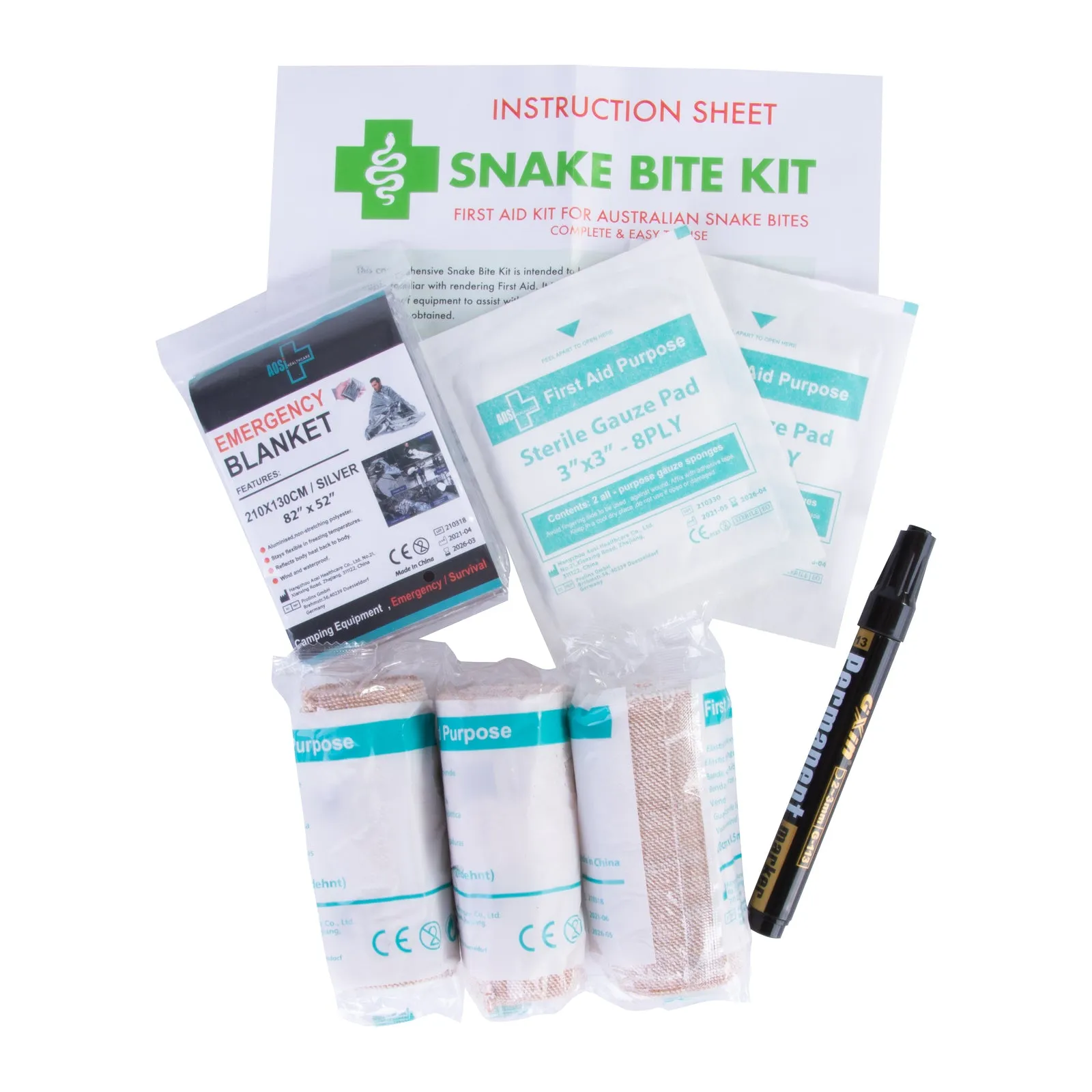 12x 9 Piece | Australian Snake Bite First Aid Kit | Camping | Hiking | Travel