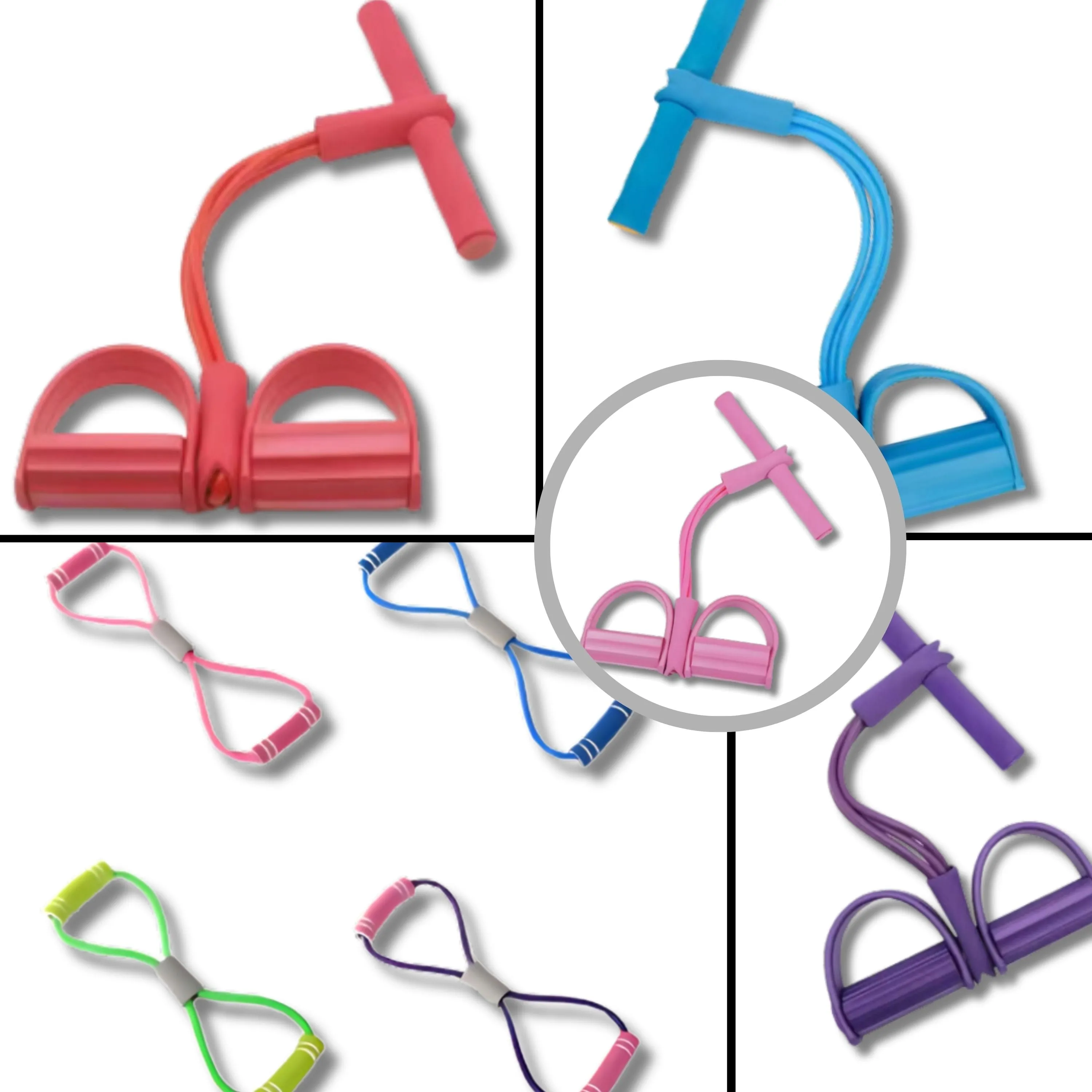 4-in-1 Tension Rope 4 Tube Abdominal Puller Pedal Exerciser Tension Band