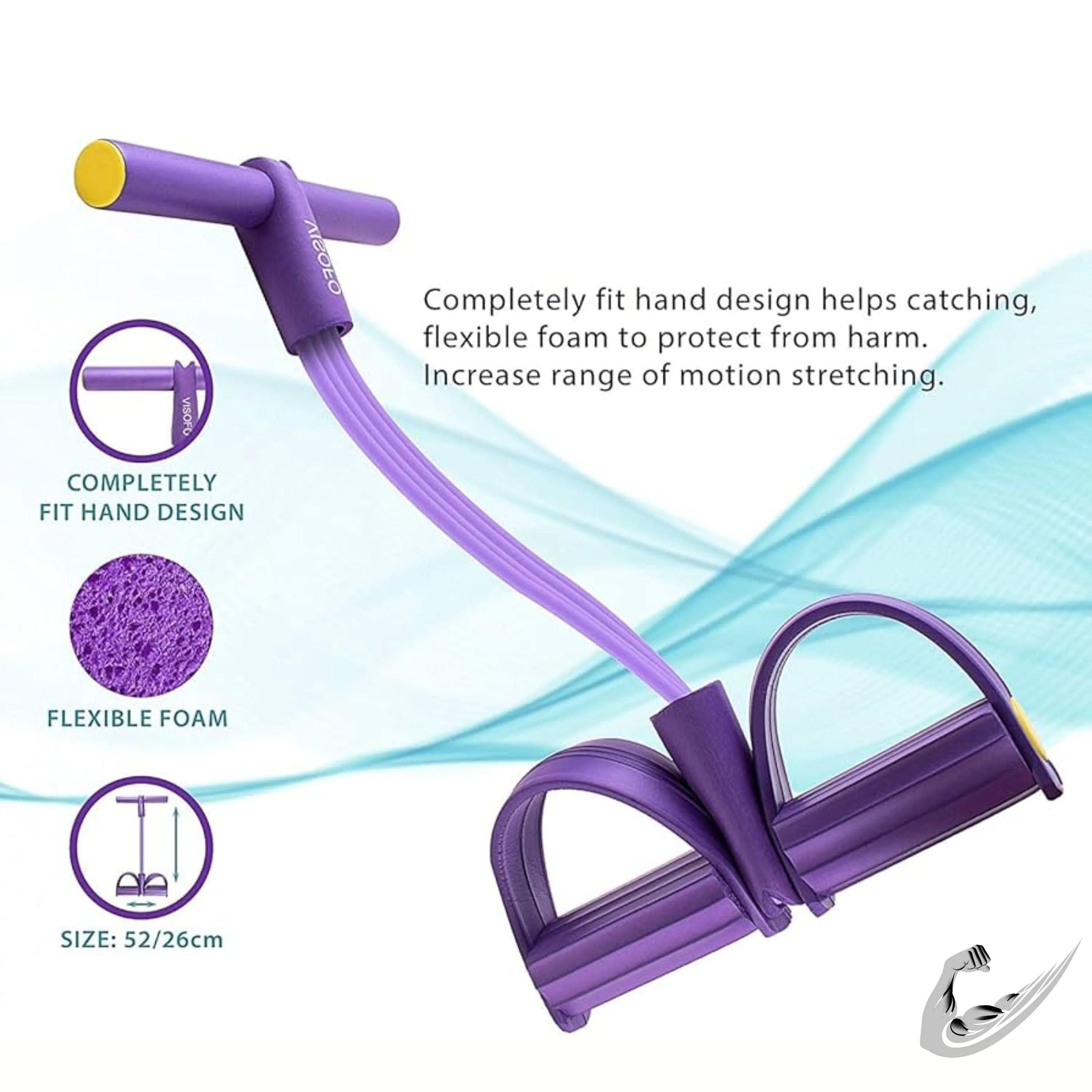 4-in-1 Tension Rope 4 Tube Abdominal Puller Pedal Exerciser Tension Band