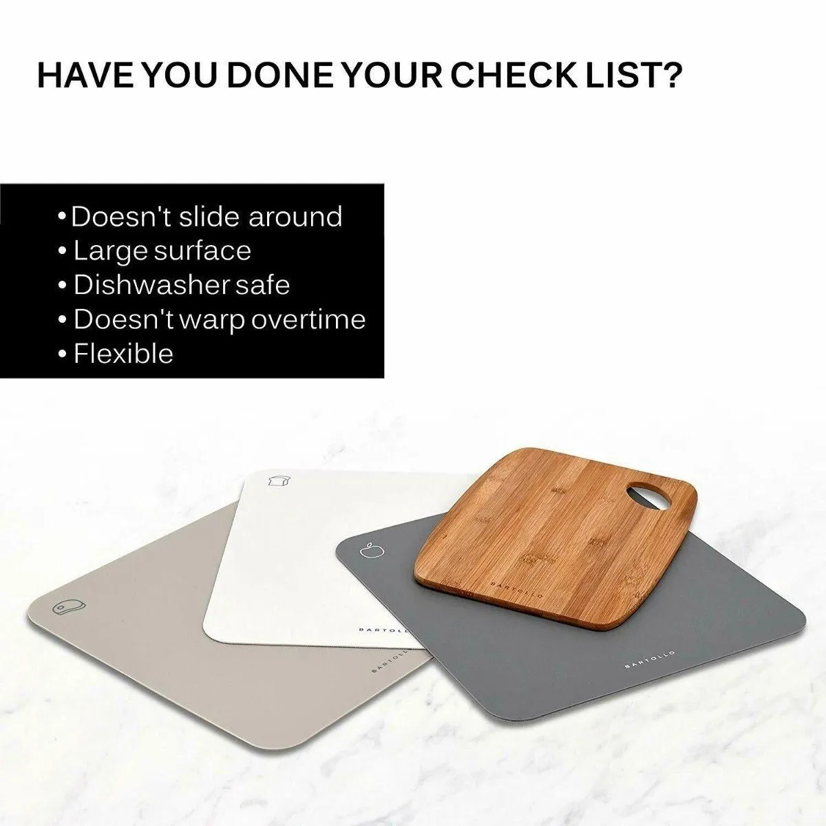 4-Pack: Bartollo Non-Slip Cutting Boards with Free Knife