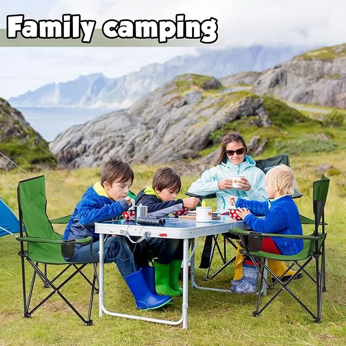 4 Pack Folding Camping Chairs with Carrying Bag Portable Lawn Chairs Lightweight Beach Chairs Outdoor Collapsible Chair with Mesh Cup Holder for Travel Outside Camp Beach Fishing Sports