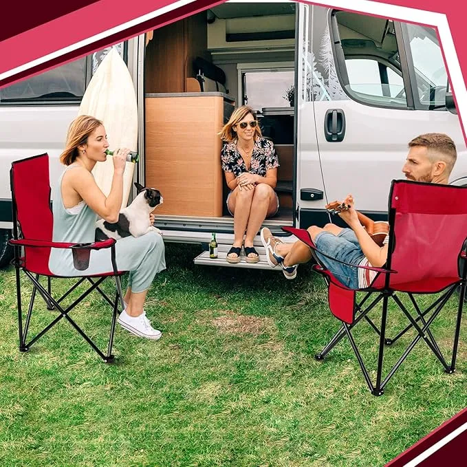 4 Pack Folding Camping Chairs with Carrying Bag Portable Lawn Chairs Lightweight Beach Chairs Outdoor Collapsible Chair with Mesh Cup Holder Side Pocket for Outside Camp Fishing