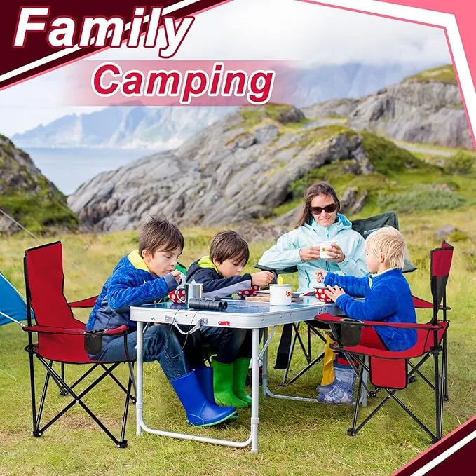 4 Pack Folding Camping Chairs with Carrying Bag Portable Lawn Chairs Lightweight Beach Chairs Outdoor Collapsible Chair with Mesh Cup Holder Side Pocket for Outside Camp Fishing