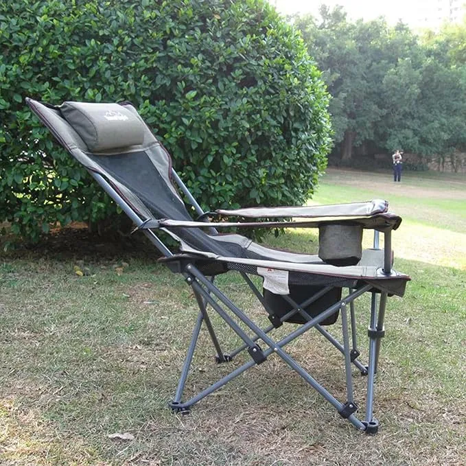 4pcs Folding Camping Chair with Removable Footrest and Adjustable Backrest for Portable and Lightweight Reclining Lounge Chairs with Pillow