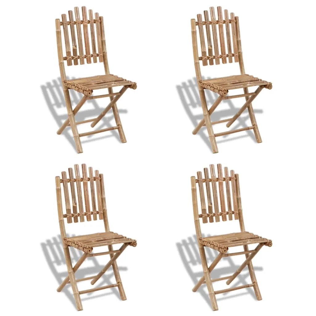 5 Piece Folding Outdoor Dining Set Bamboo