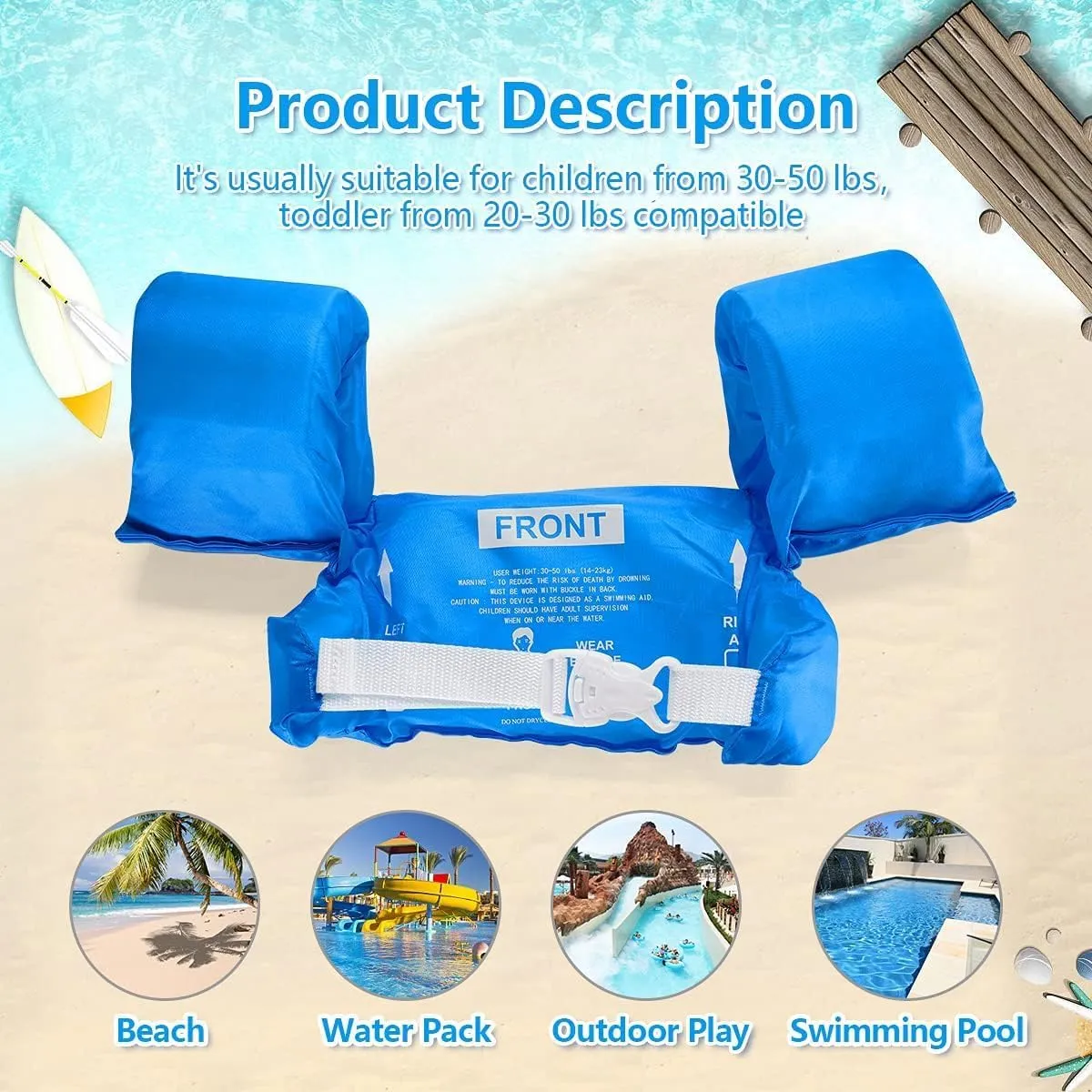 AmazeFan Kids Swim Life Jacket Vest for Swimming Pool, Swim Aid Floats, Toddler Swim Vest with Storage Bag,Suitable for 30-50 lbs Infant/Baby/Toddler,Children/Sea/Beach