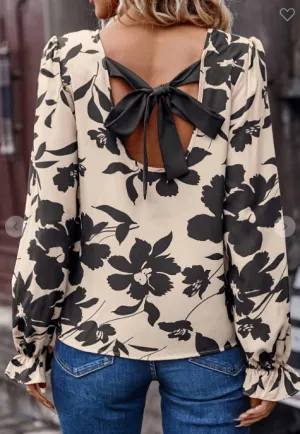 Apricot Floral Backless Tie Top