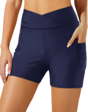 Aqua Eve Plus Size Swim Shorts Women Tummy Control Swimsuit Bottoms High Waisted Bikini Bottom