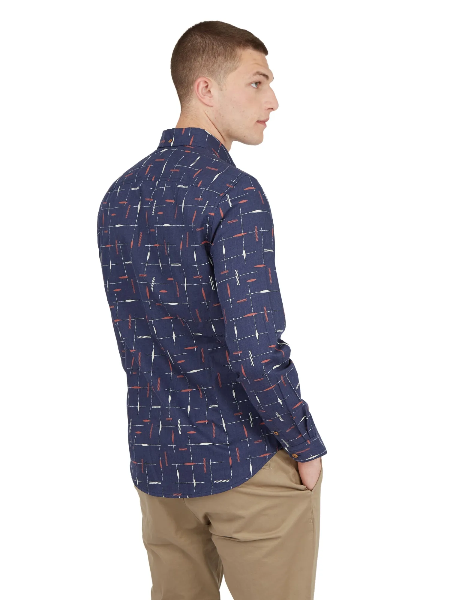 Ben Sherman Marl Print Shirt - Marine