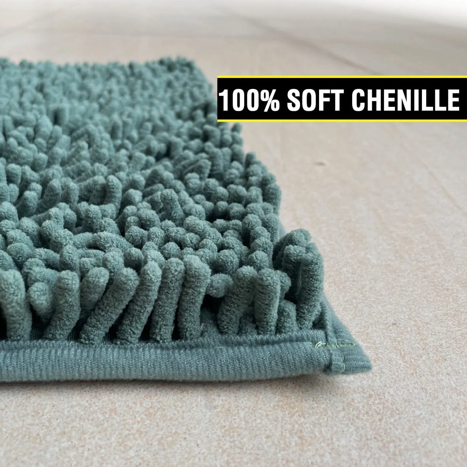 BOANKODU Bathroom Rugs 20x34 Inches, Luxury Chenille Extra Soft and Absorbent Shag Bathroom Rugs, Machine Wash Mat, Strong PVC Non-Slip Underside, Plush Carpet Mats, Light Grey
