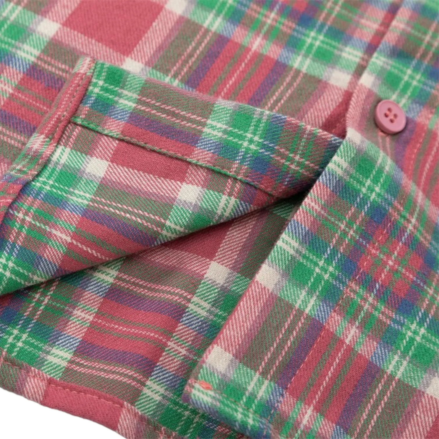 Boxy fit flannel plaid shirt with embroidered patches