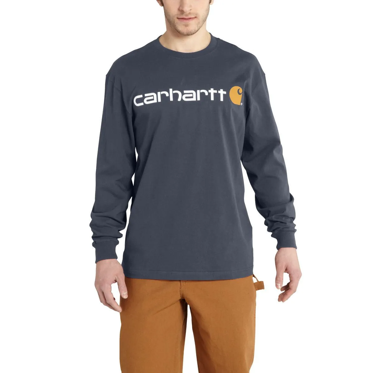 Carhartt Men's Bluestone Signature Logo Long Sleeve T-Shirt
