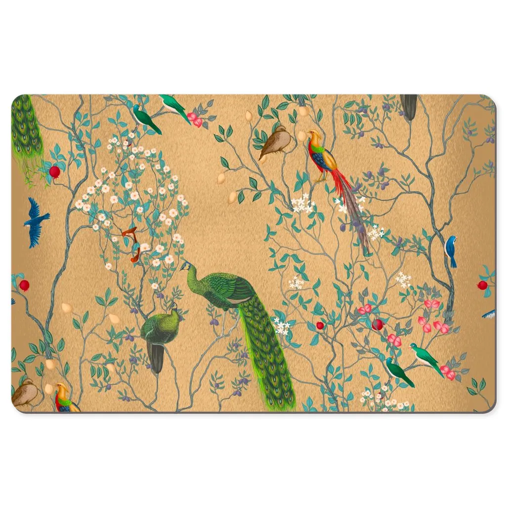 Chinoiserie Desk Mat Golden Oriental Floral
