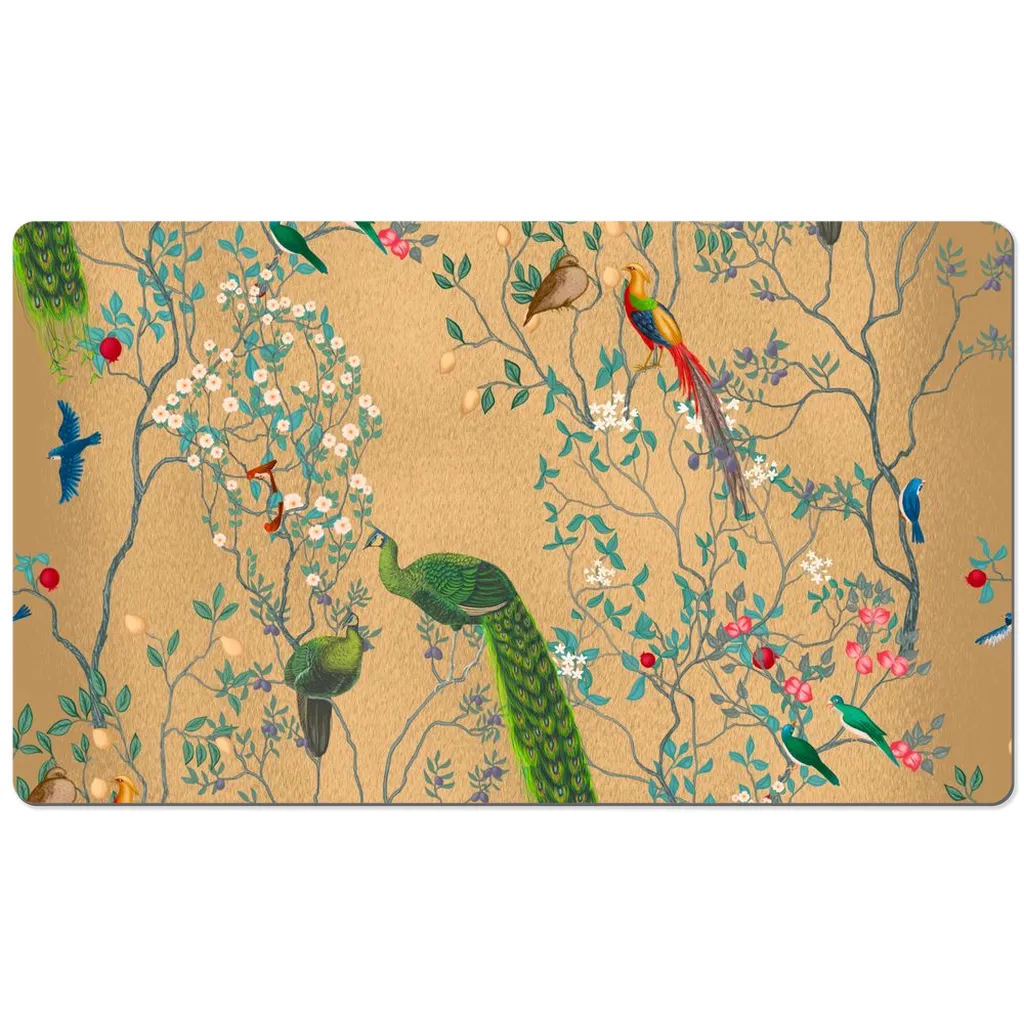 Chinoiserie Desk Mat Golden Oriental Floral