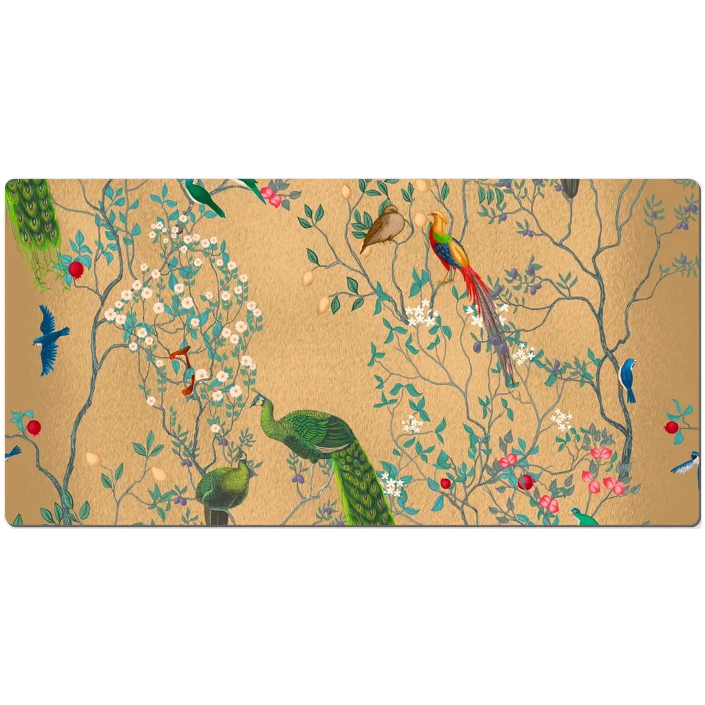 Chinoiserie Desk Mat Golden Oriental Floral