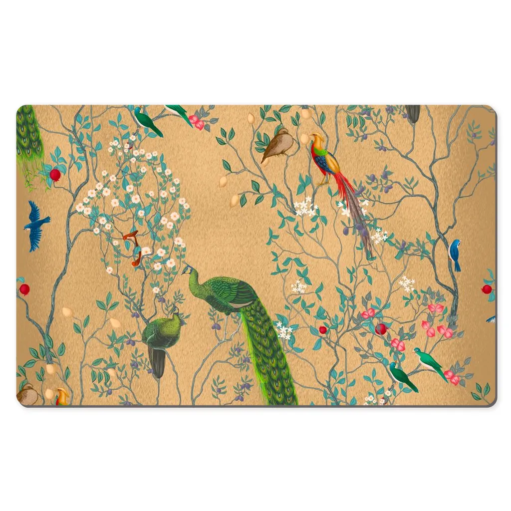 Chinoiserie Desk Mat Golden Oriental Floral