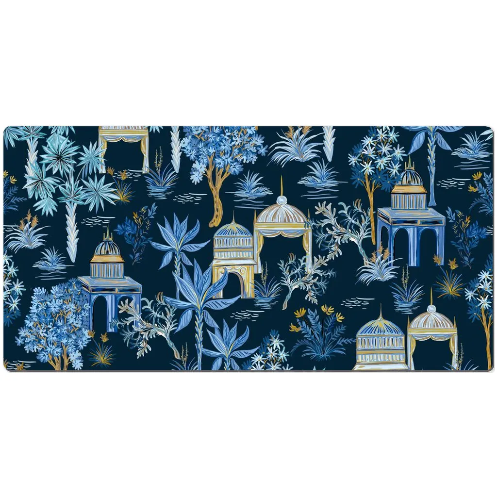 Chinoiserie Desk Mat Le Jardin Dark Blue