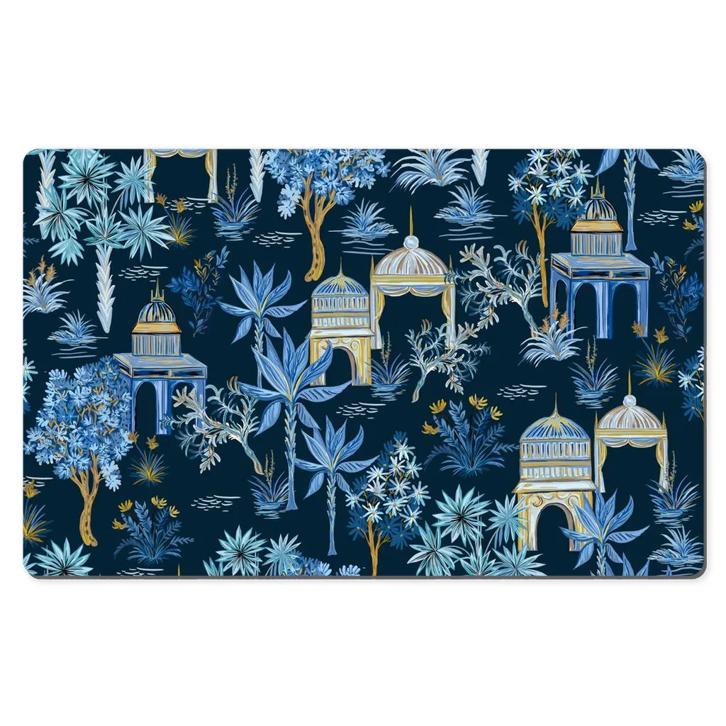 Chinoiserie Desk Mat Le Jardin Dark Blue