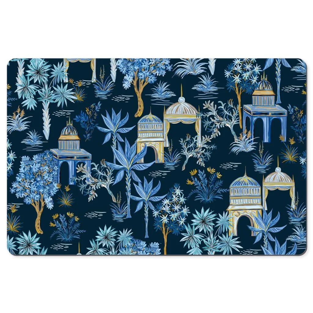 Chinoiserie Desk Mat Le Jardin Dark Blue