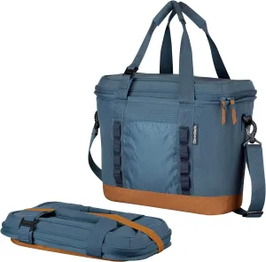 CleverMade Collapsible Insulated Cooler Bag  30 Can Leakproof Soft Cooler for Beach, Travel, Car  Shoulder Strap, Bottle Opener  Ocean