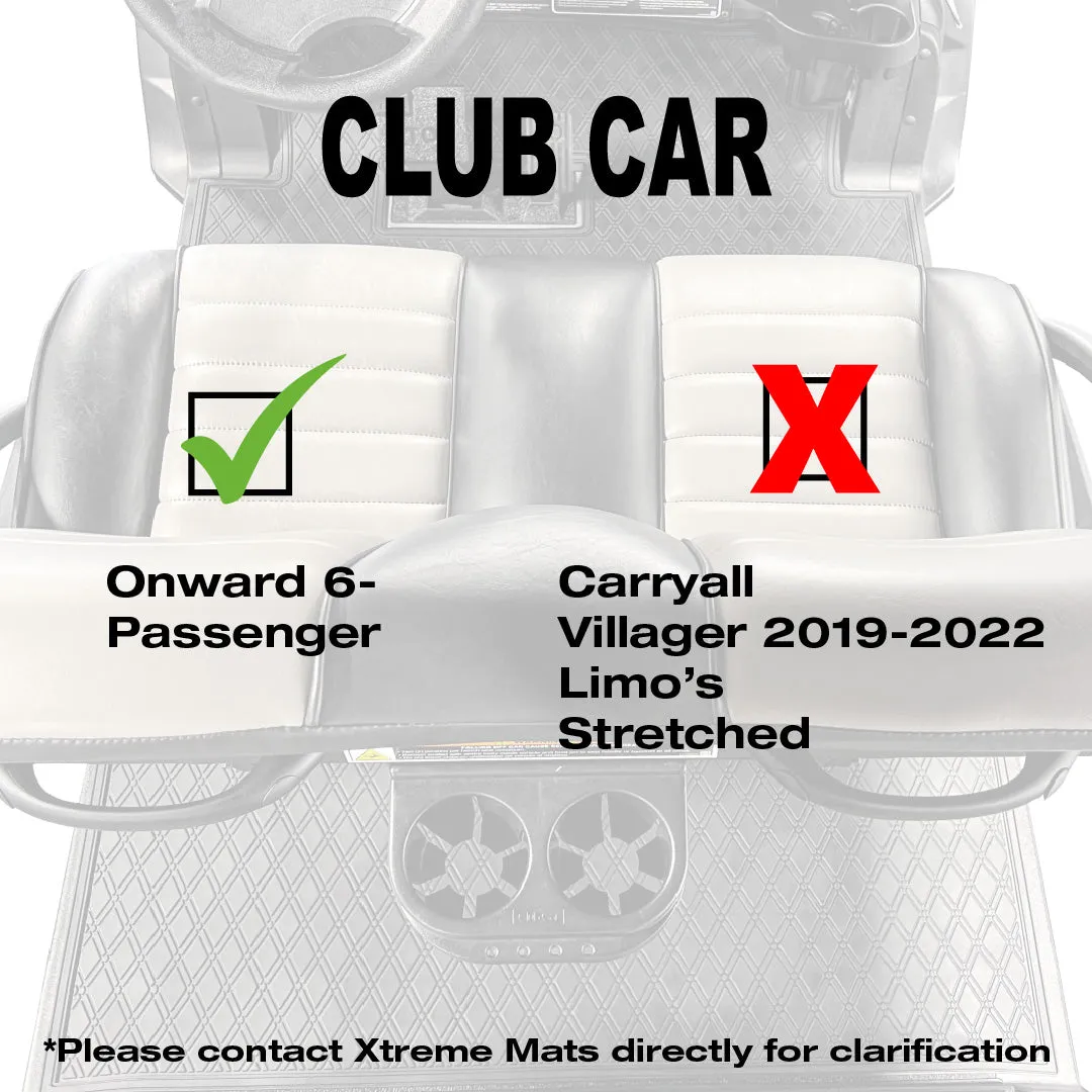 Club Car Floor Mats SET - 1st & 2nd Row - For Club Car Onward 6 Passenger/ 6 Seater Golf Carts