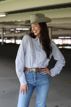 Cowboy Trail Black Pin-Striped Western Shirt