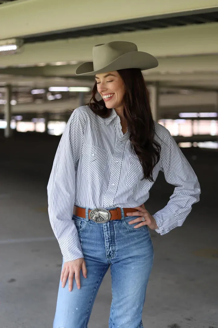 Cowboy Trail Black Pin-Striped Western Shirt
