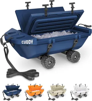 CUDDY Crawler Cooler with Wheels  40 QT Amphibious Floating Cooler and Dry Storage Vessel - Orange, Navy, Tan, or White
