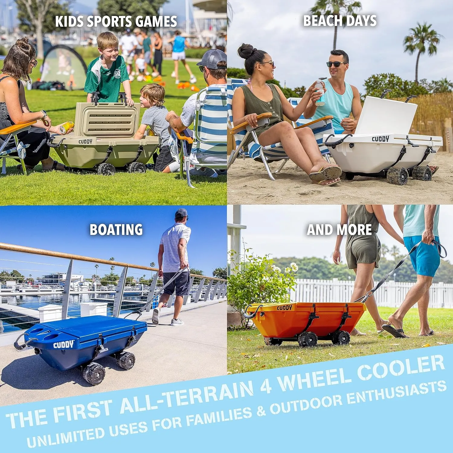 CUDDY Crawler Cooler with Wheels  40 QT Amphibious Floating Cooler and Dry Storage Vessel - Orange, Navy, Tan, or White