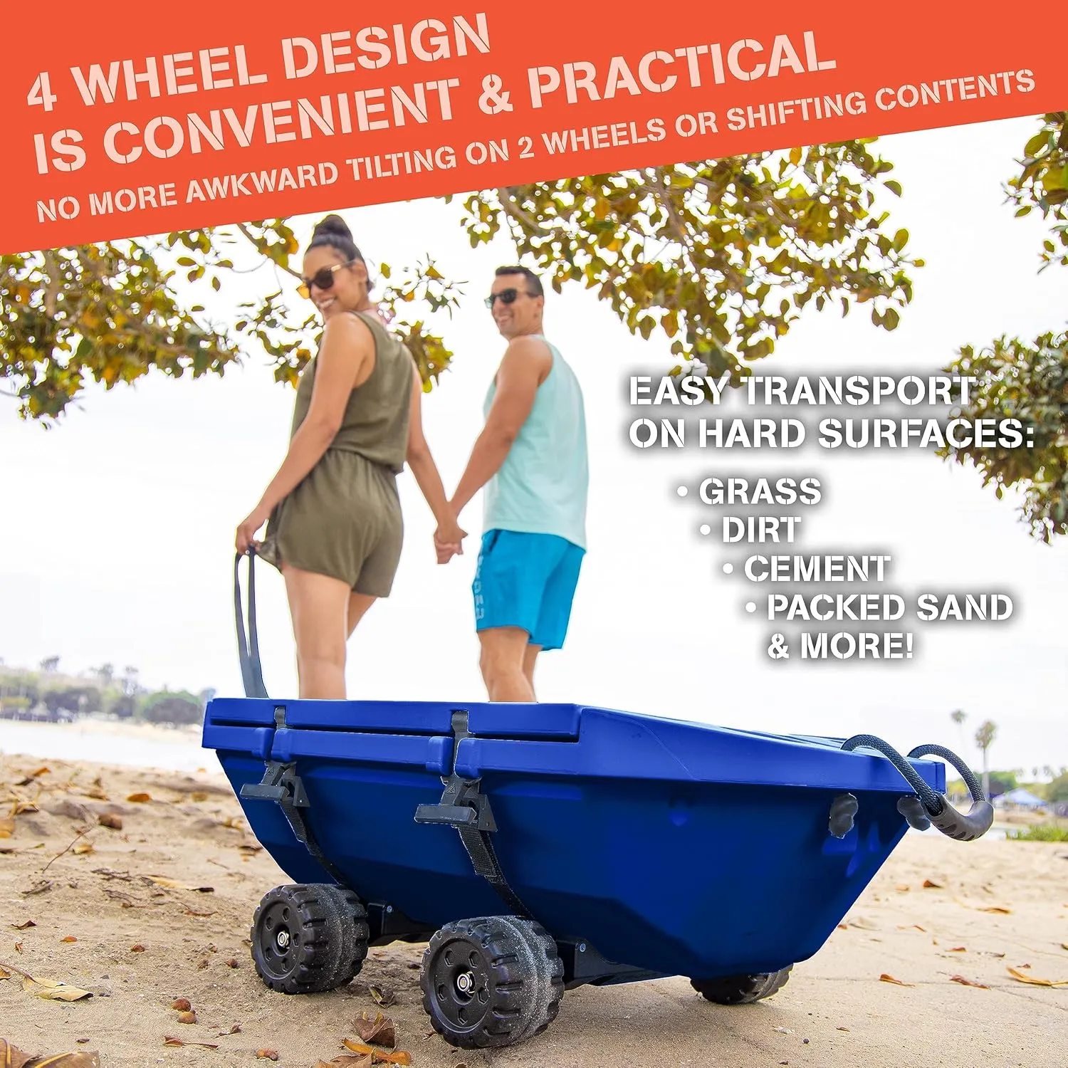CUDDY Crawler Cooler with Wheels  40 QT Amphibious Floating Cooler and Dry Storage Vessel - Orange, Navy, Tan, or White