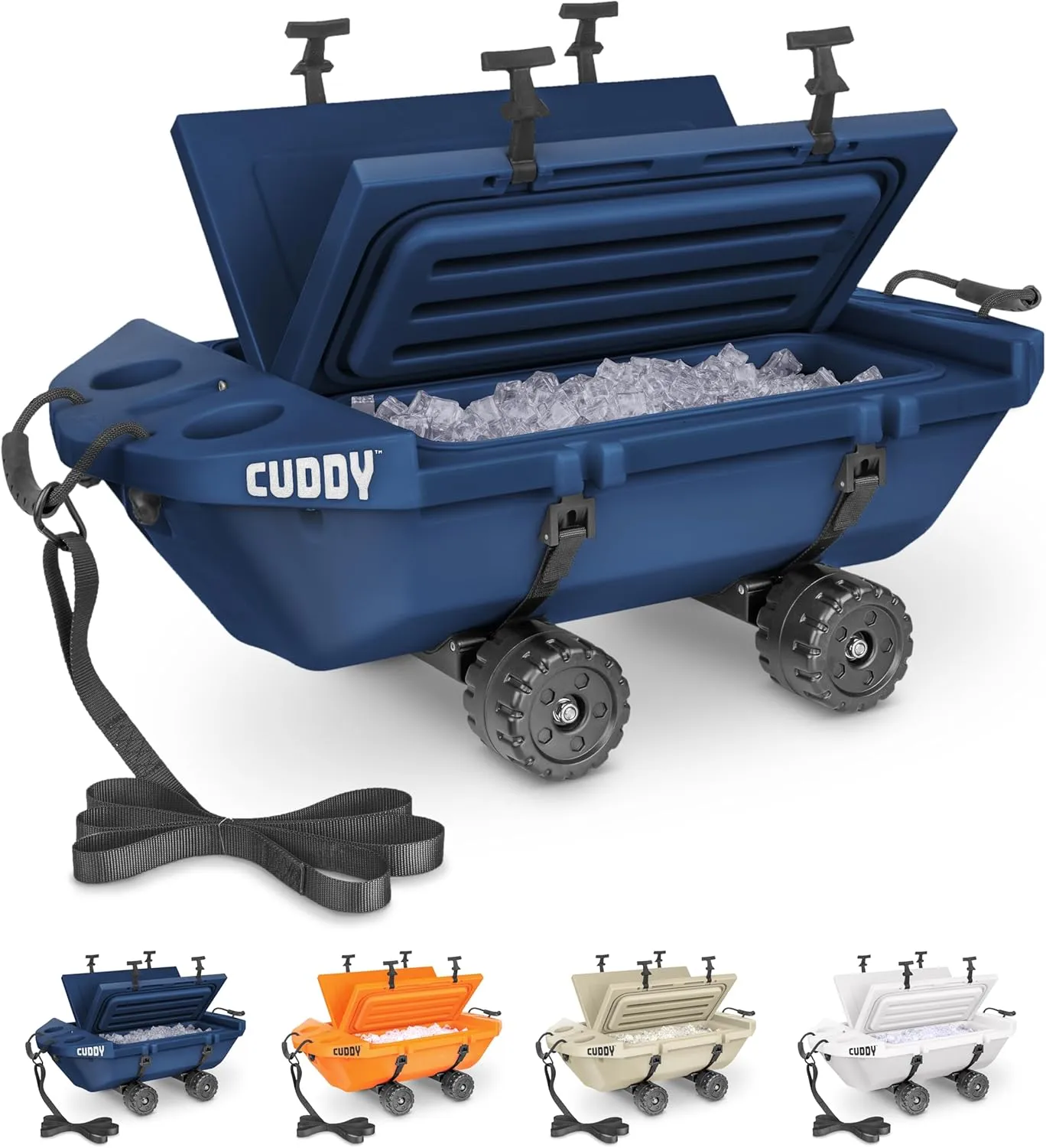 CUDDY Crawler Cooler with Wheels  40 QT Amphibious Floating Cooler and Dry Storage Vessel - Orange, Navy, Tan, or White