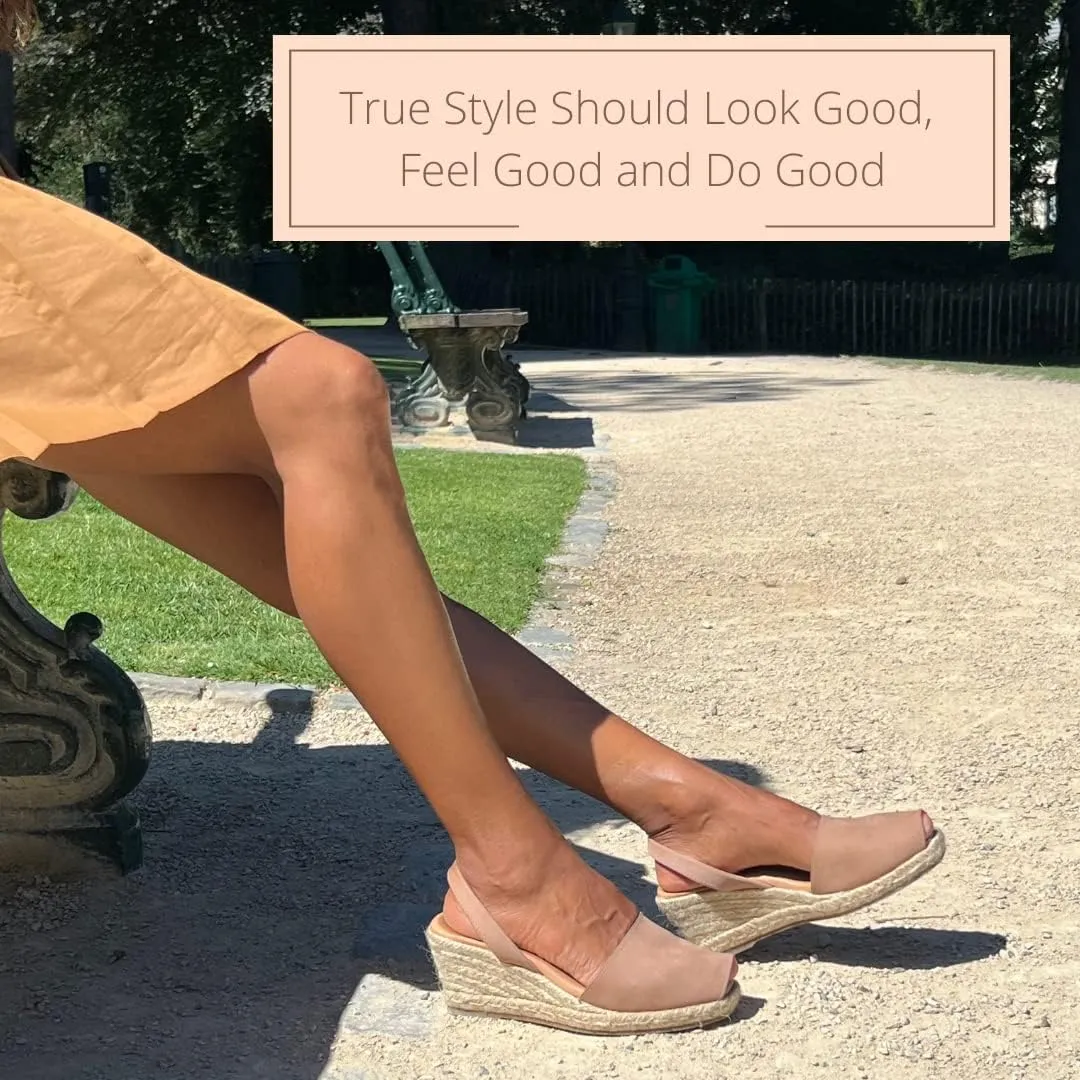 Espadrille Wedges for Women  Dressy Soft Leather Peep Toe Womens Wedge Sandals, Casual Summer Slip on Espadrilles