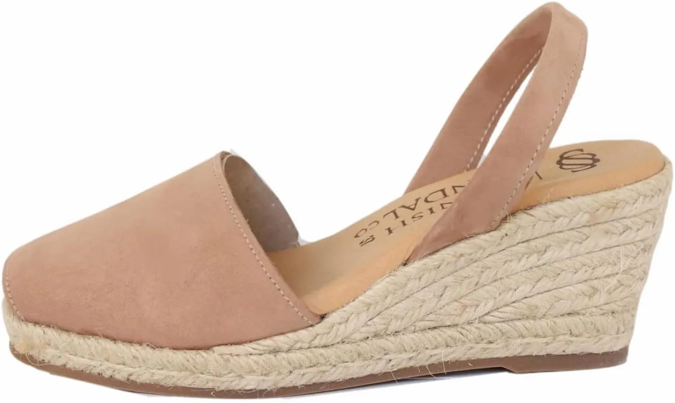 Espadrille Wedges for Women  Dressy Soft Leather Peep Toe Womens Wedge Sandals, Casual Summer Slip on Espadrilles