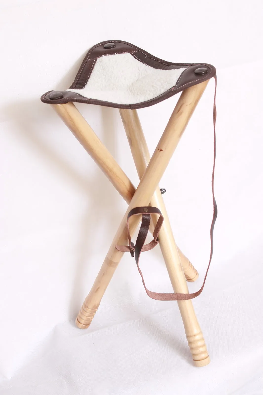Foldable Tripod Camping Stool with Wool Seat for Hunting