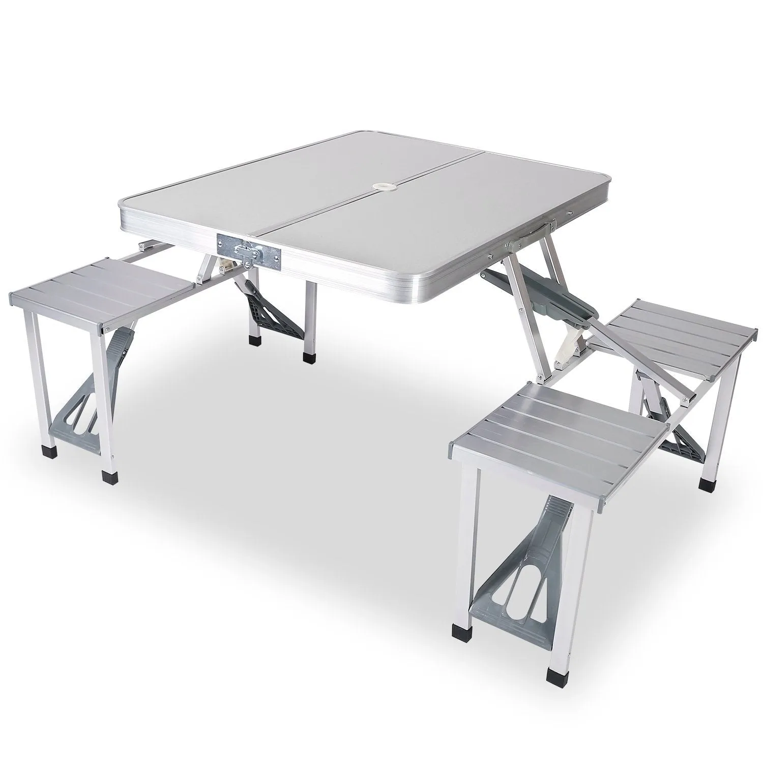 Folding Picnic Table with 4 Seats and Umbrella Hole