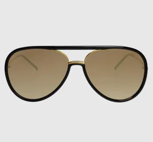 Freyrs Shay Black Gold Mirrored Sunglasses