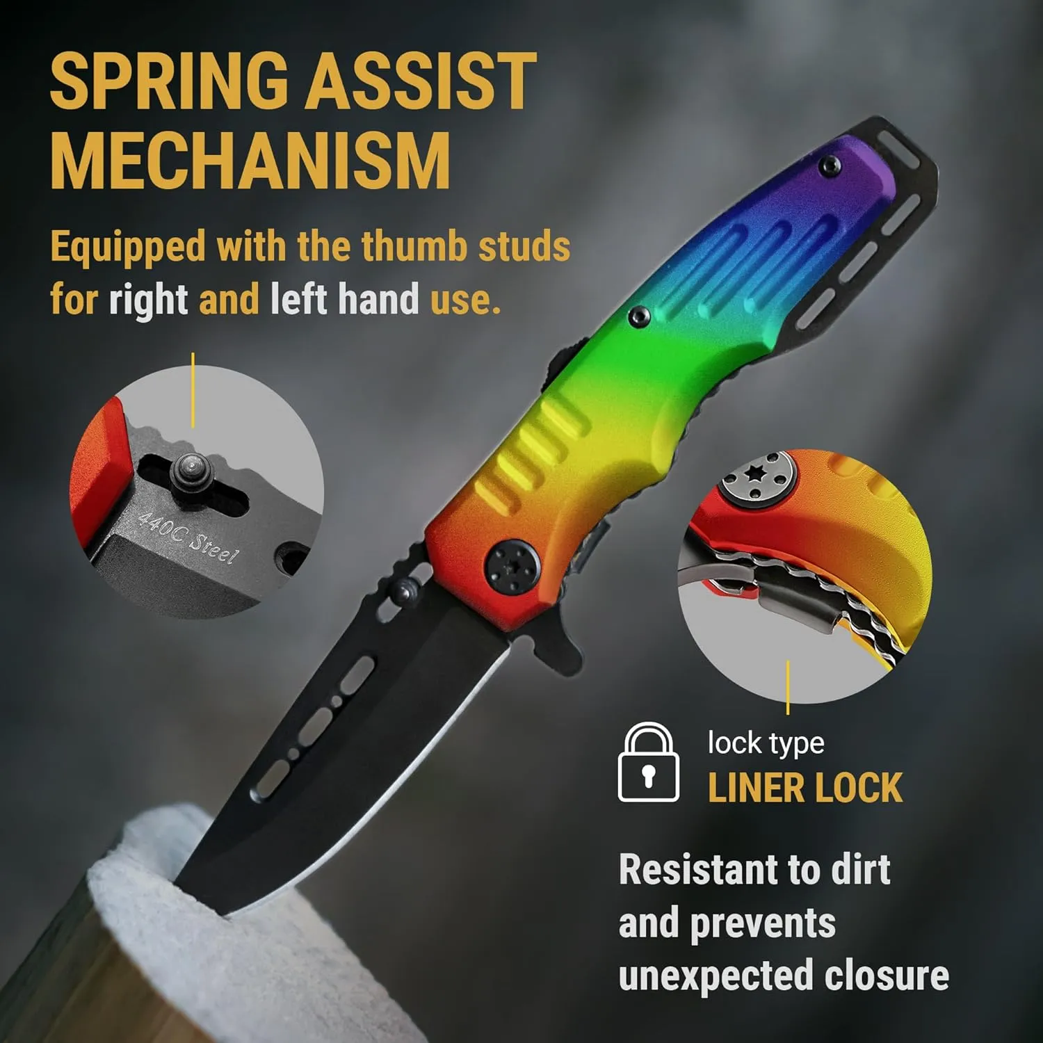 Grand Way Rainbow Pocket Knife - Colorful Knives - Sharp Folding Blade - Cool Tool for EDC - Best Gifts Idea - Best Gifts for Birthday Anniversary - 6681 L