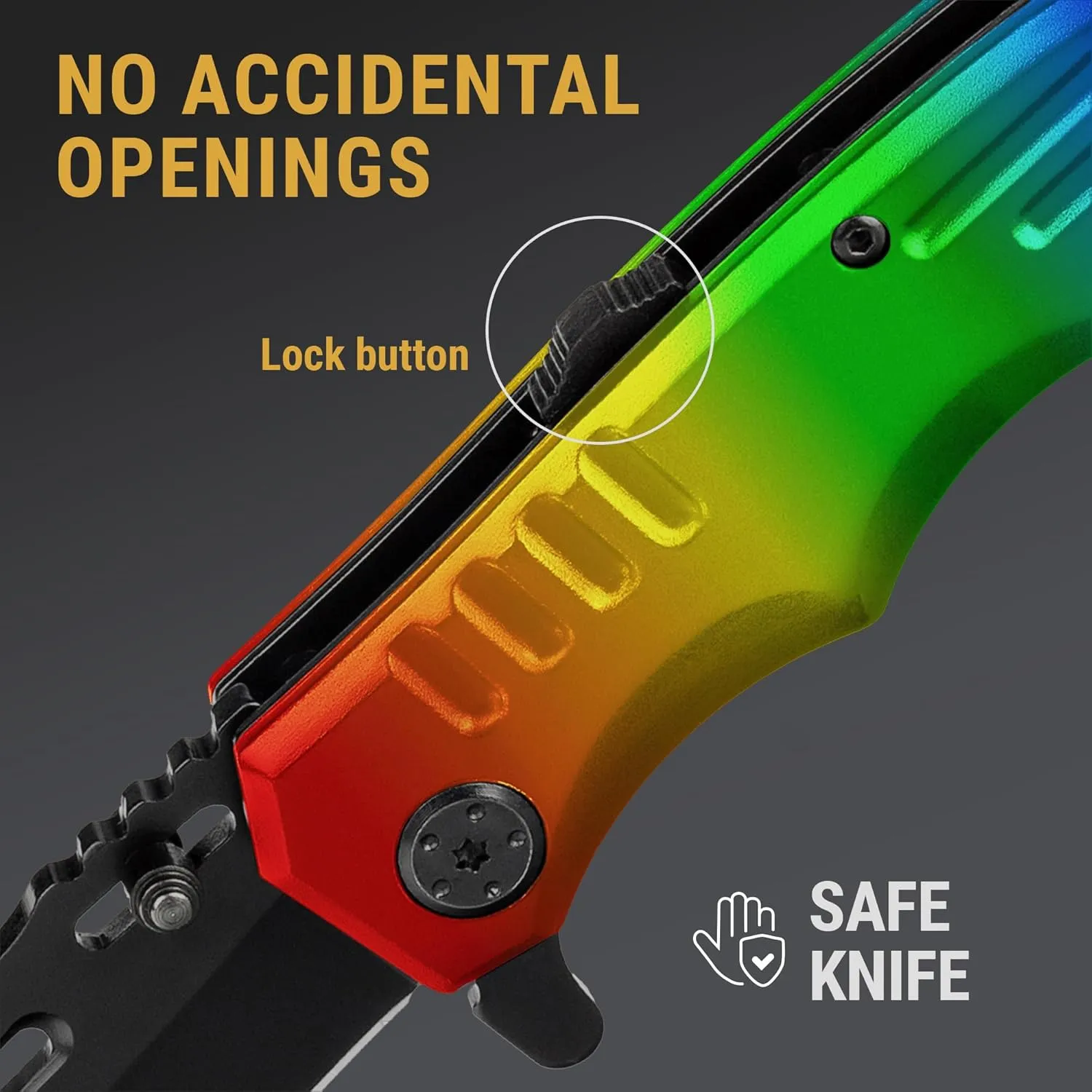 Grand Way Rainbow Pocket Knife - Colorful Knives - Sharp Folding Blade - Cool Tool for EDC - Best Gifts Idea - Best Gifts for Birthday Anniversary - 6681 L