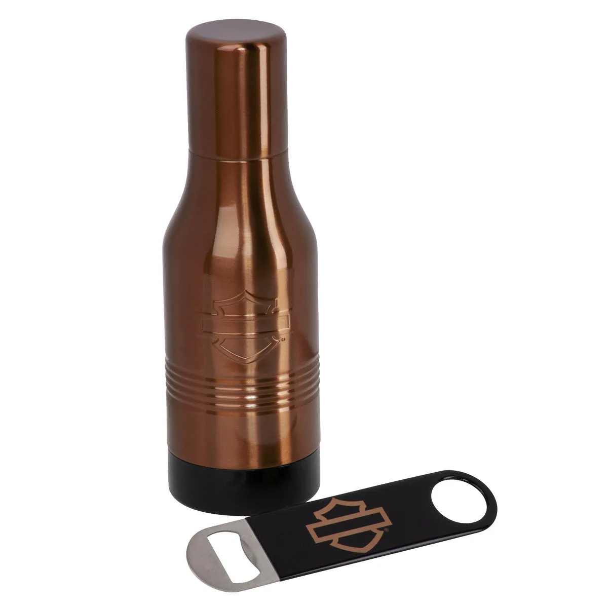 Harley-Davidson Stainless Steel Insulated Bottle Cooler & Bar & Shield Opener, Copper HDX-98536