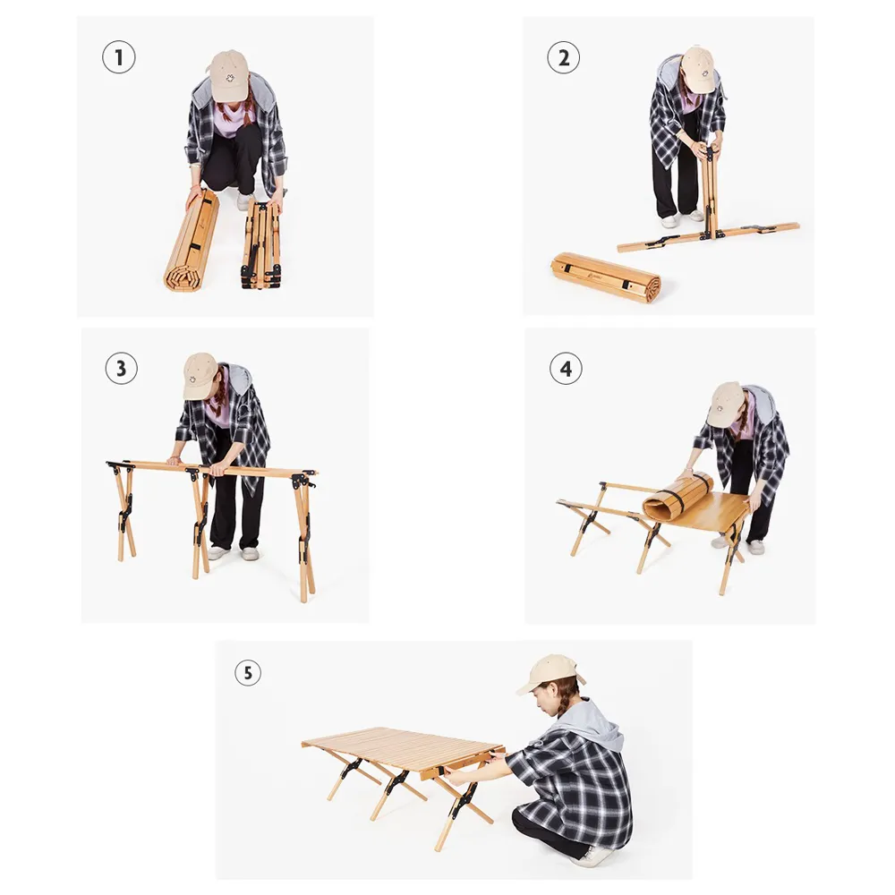 Hewolf Foldable Large Wooden Egg Roll Table