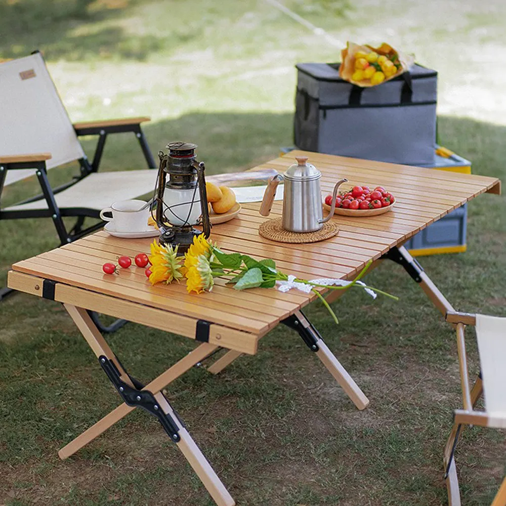 Hewolf Foldable Large Wooden Egg Roll Table