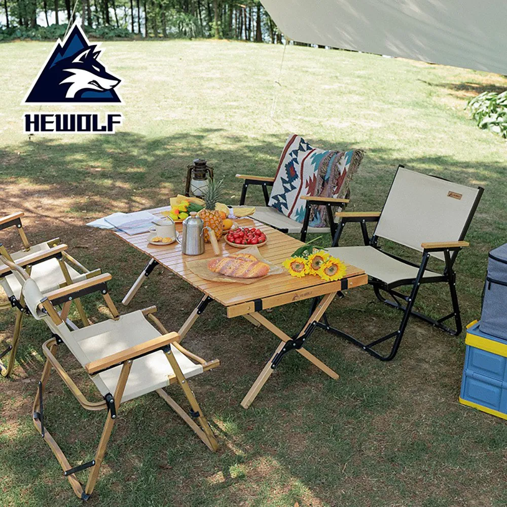 Hewolf Foldable Large Wooden Egg Roll Table