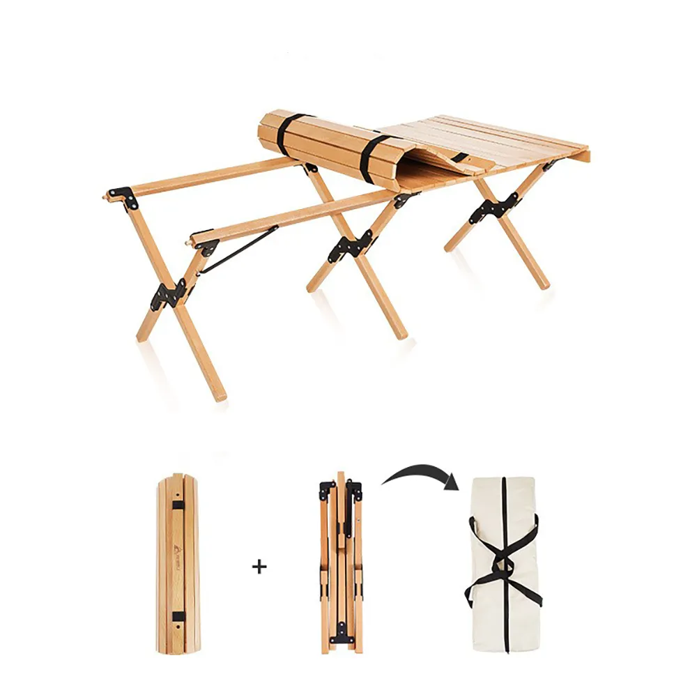 Hewolf Foldable Large Wooden Egg Roll Table