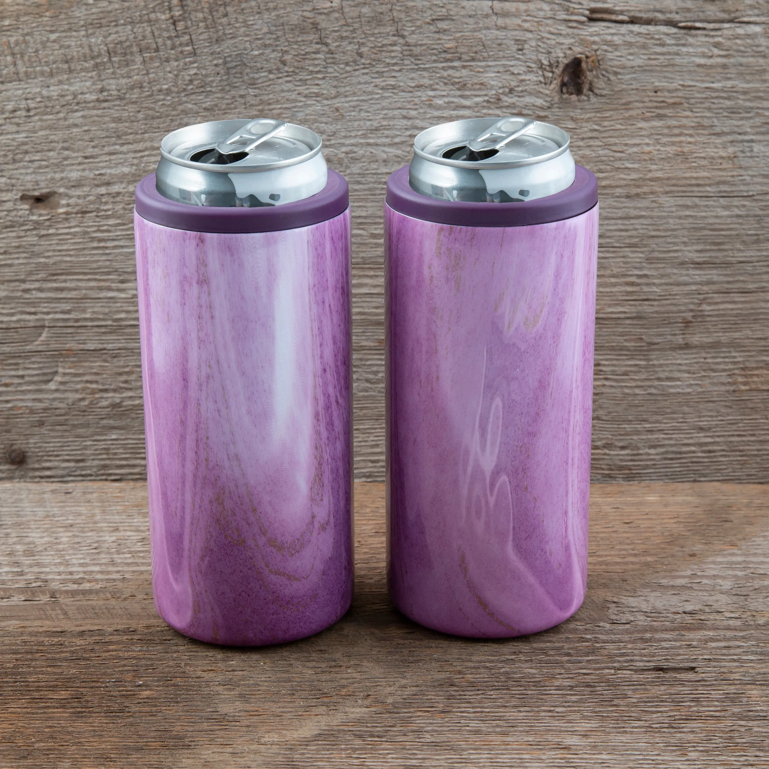 Insulated Garnet Pink Geode Slim Can Coolers