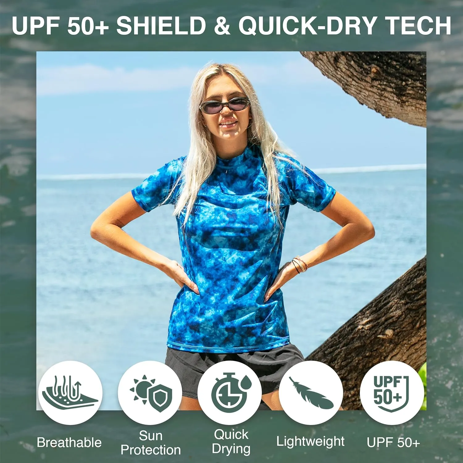 Kanu Surf Women's Breeze UPF 50 Short Sleeved Active Rashguard & Workout Top