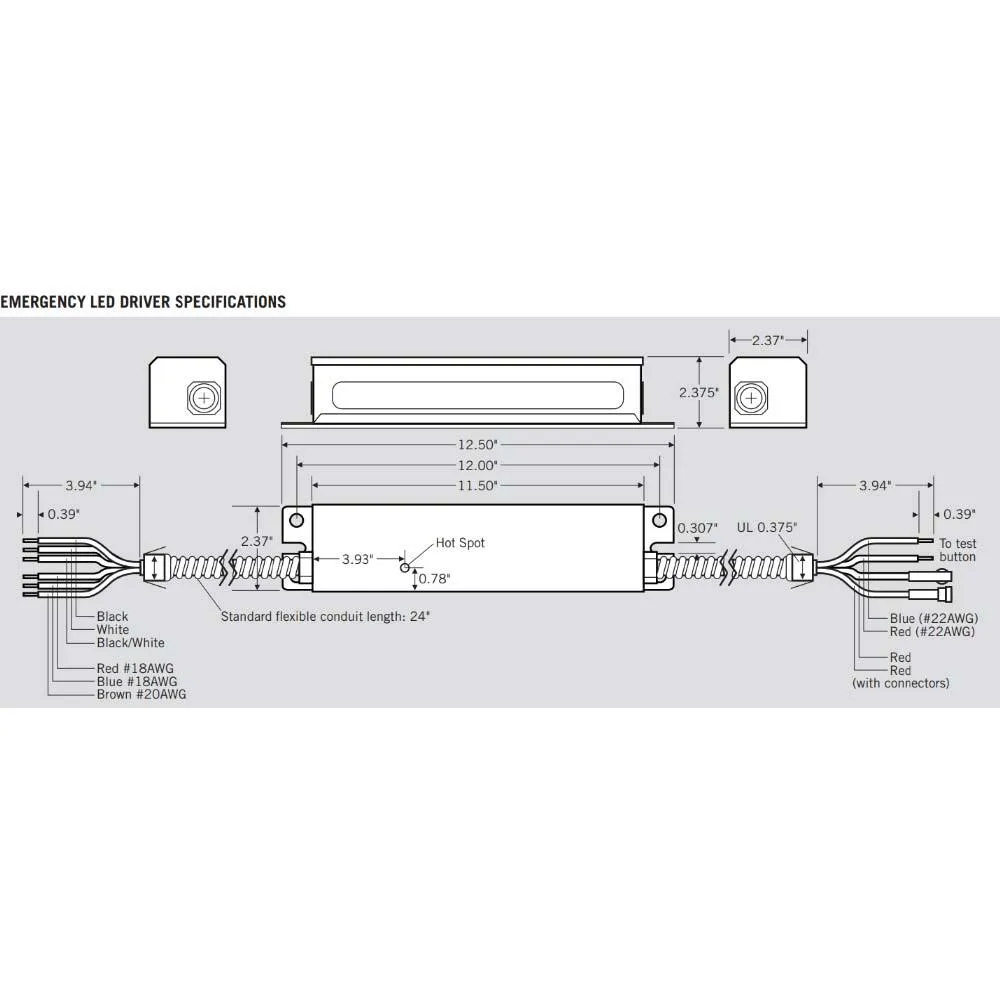 LED Emergency Drivers, 20 Watts, 20-60V DC Output, 2000 lumens, Self Diagnostics, Dual Flex