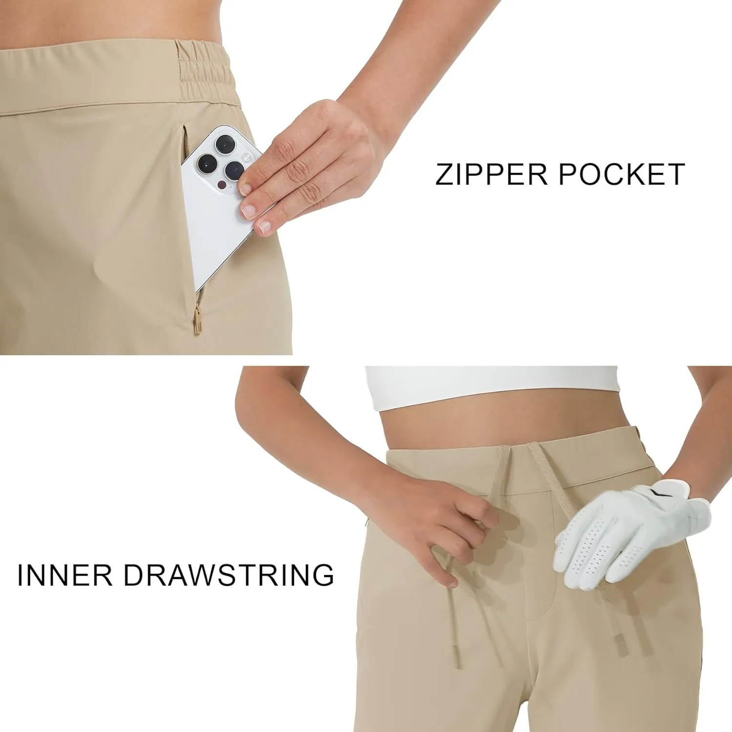M MAELREG Women's Golf Pants with Zip Pockets 7/8 Ankle Stretch Lightweight Sweatpants for Athletic Hiking Travel Work Lounge