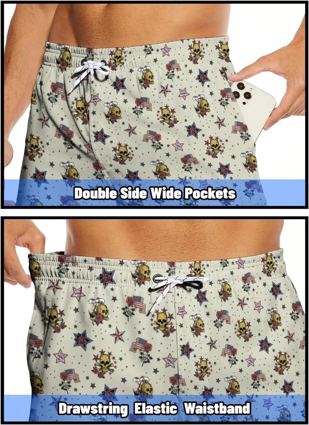 Mens Swim Trunks Swimming Trunks with Compression Liner Board Shorts 7 inch Swim Shorts Swimsuit