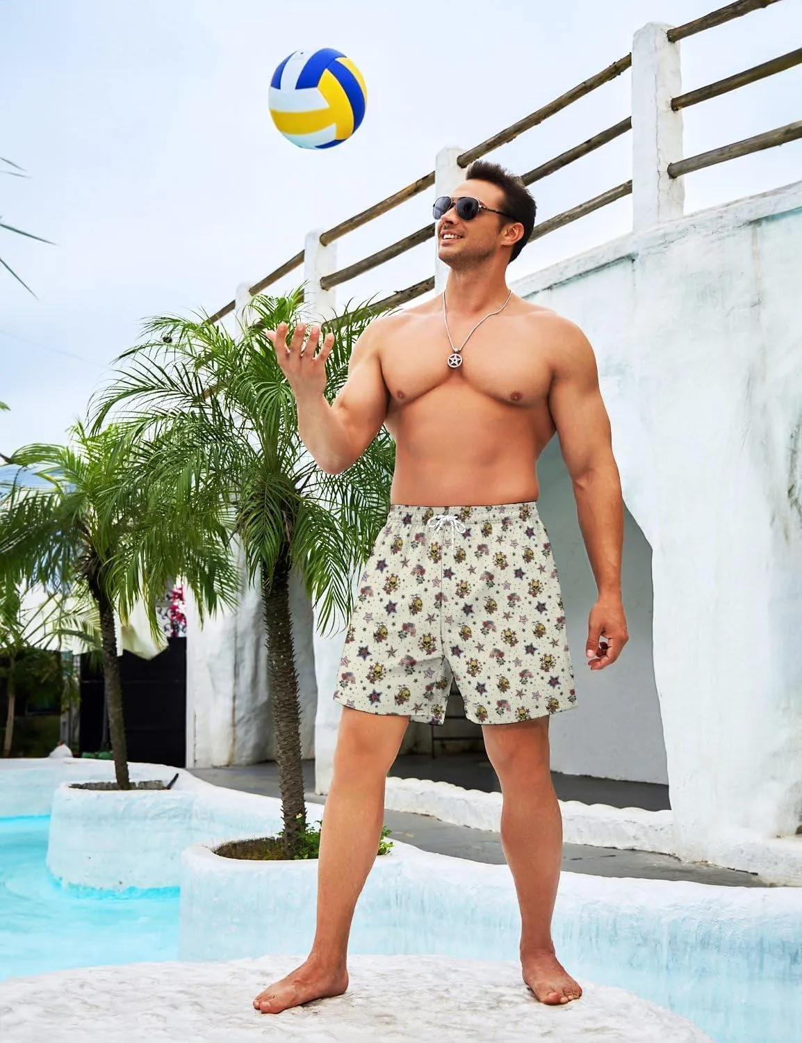 Mens Swim Trunks Swimming Trunks with Compression Liner Board Shorts 7 inch Swim Shorts Swimsuit